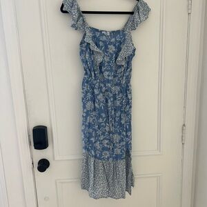 Floral Blue Ruffle Dress